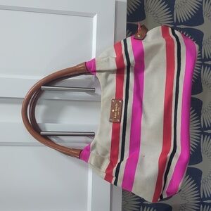 Kate Spade Stevie Oak Island Large Canvas Striped Bag